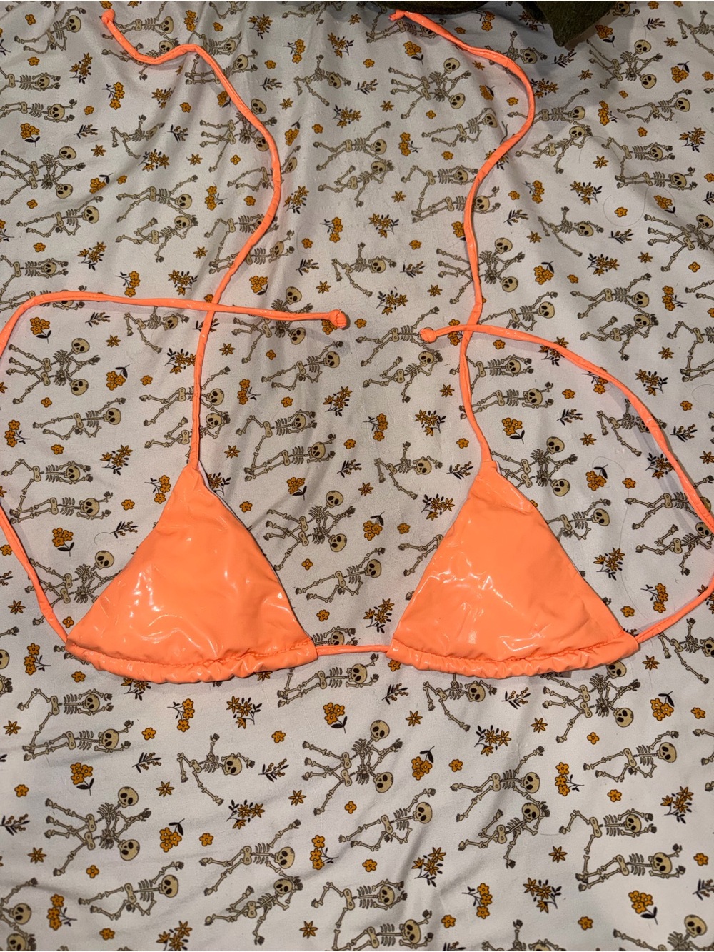 SHEIN Neon Orange Triangle Swim Bikini Top